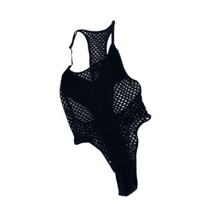 Victoria's Secret Black Fishnet Mesh High Leg Teddy S